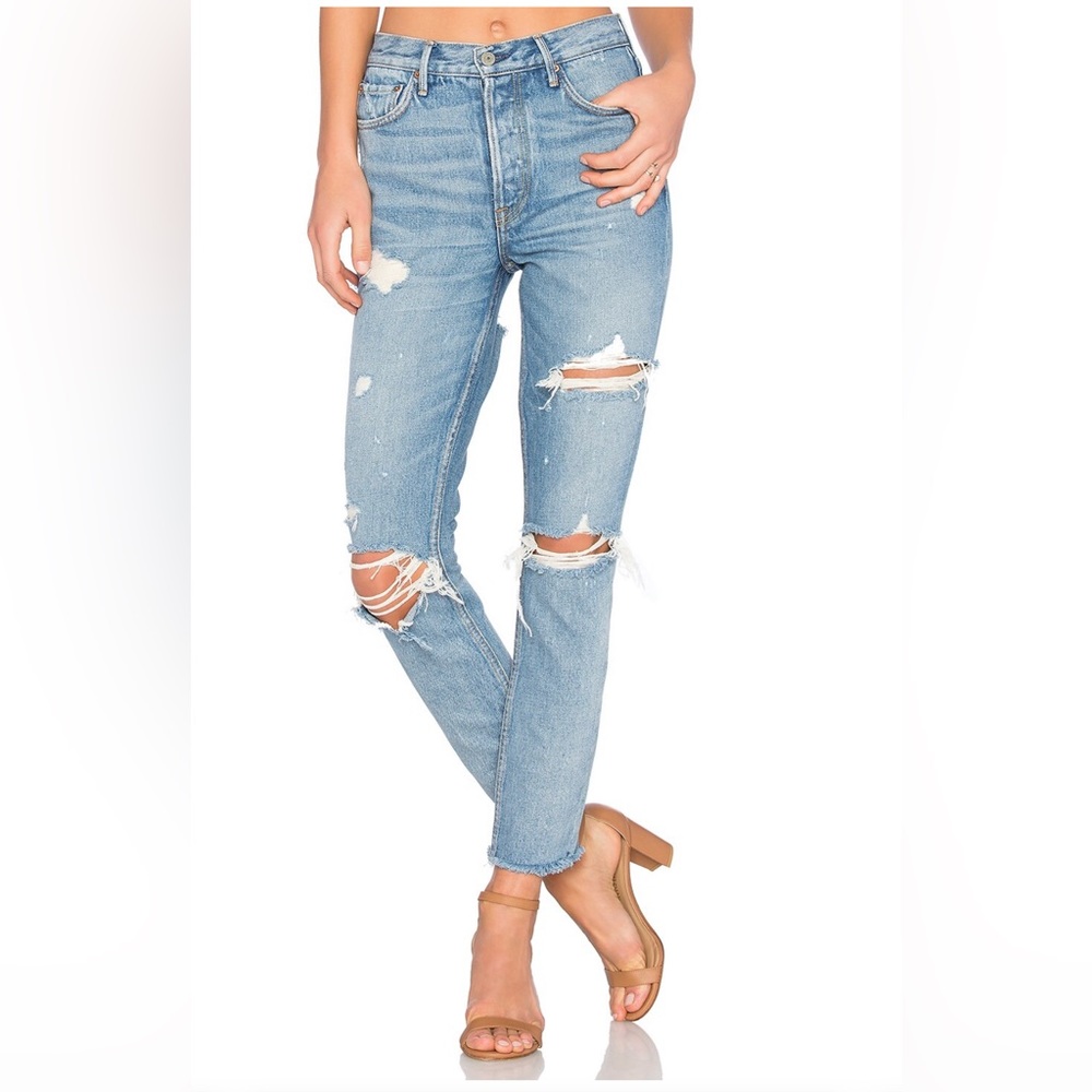 GRLFRND Karolina High-Rise Skinny Jean with Butt Slit in A Little More Love